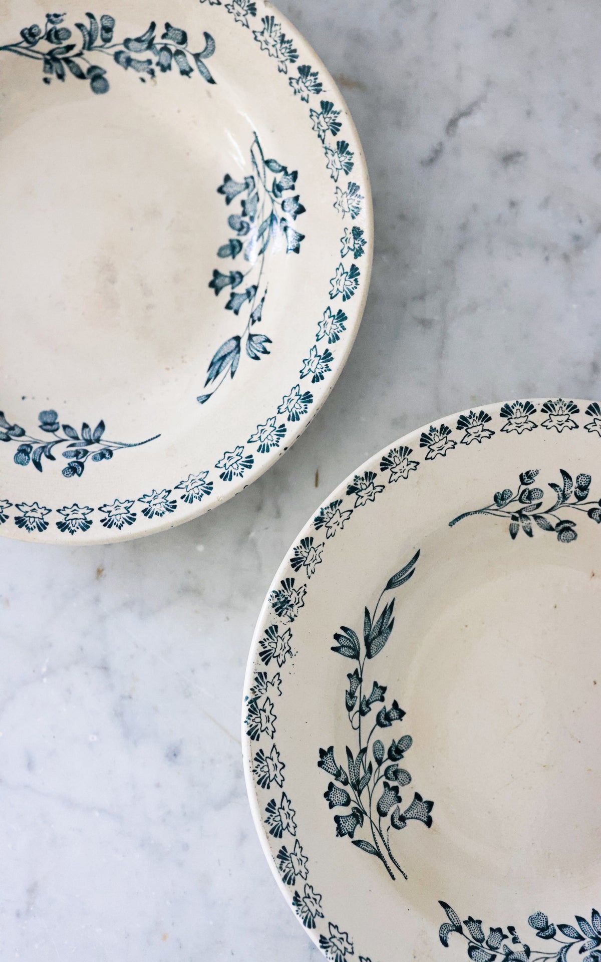 Set of Two Vintage French Ironstone Bowls