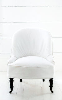 Vintage French Linen Upholstered Chair