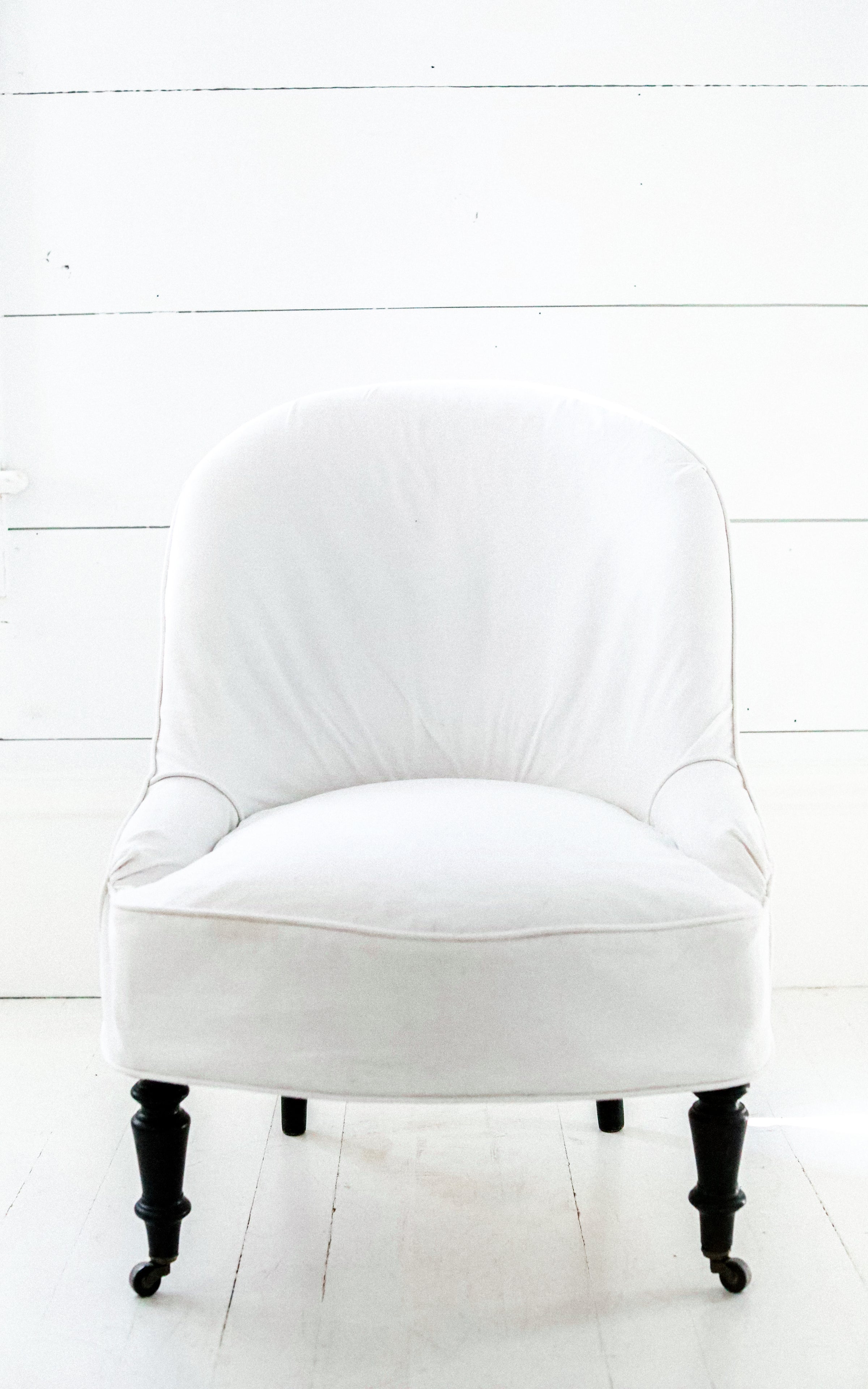 Vintage French Linen Upholstered Chair