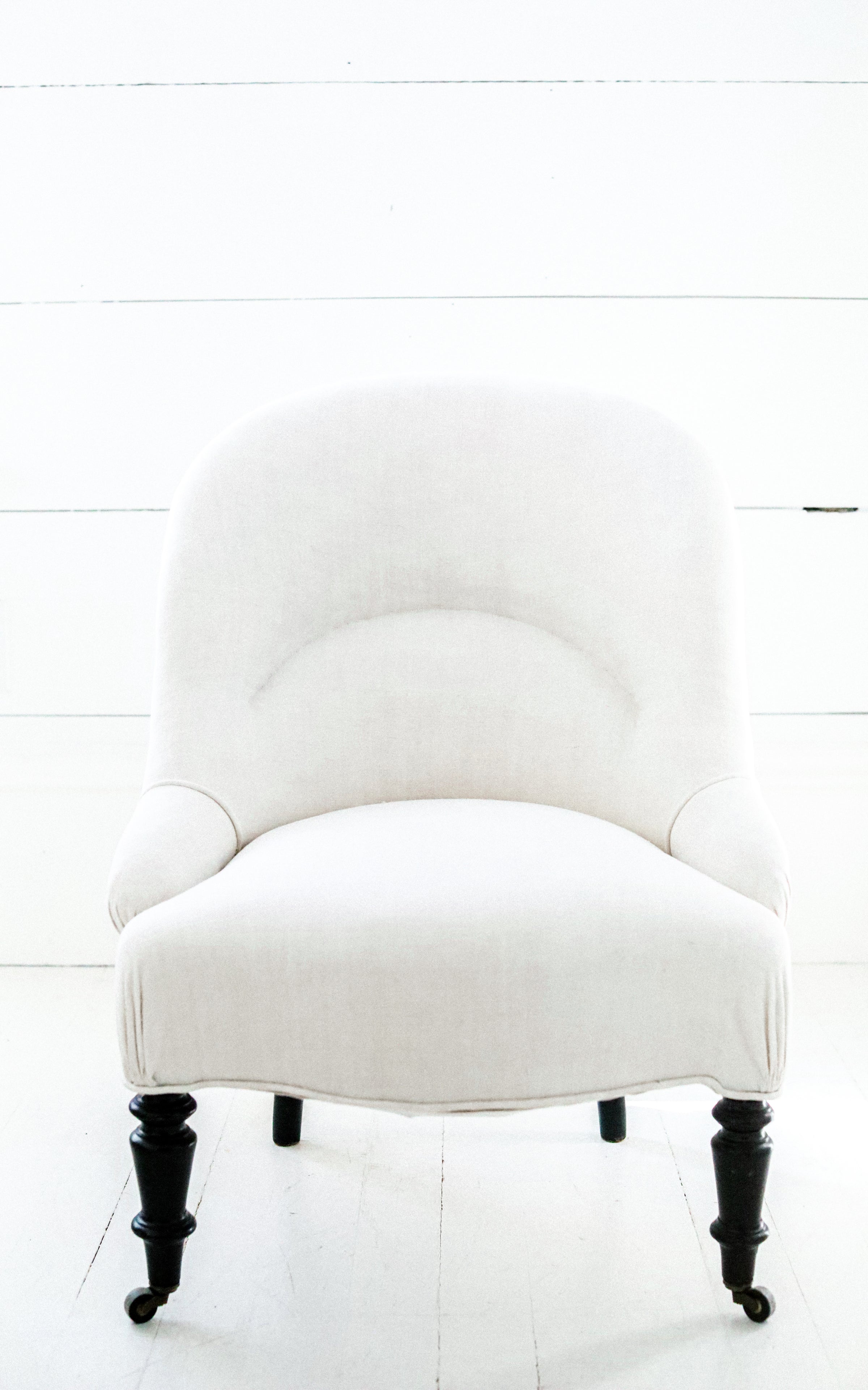 Vintage French Linen Upholstered Chair