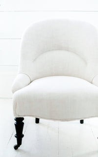 Vintage French Linen Upholstered Chair