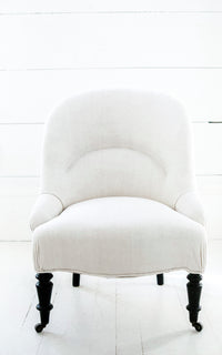 Vintage French Linen Upholstered Chair