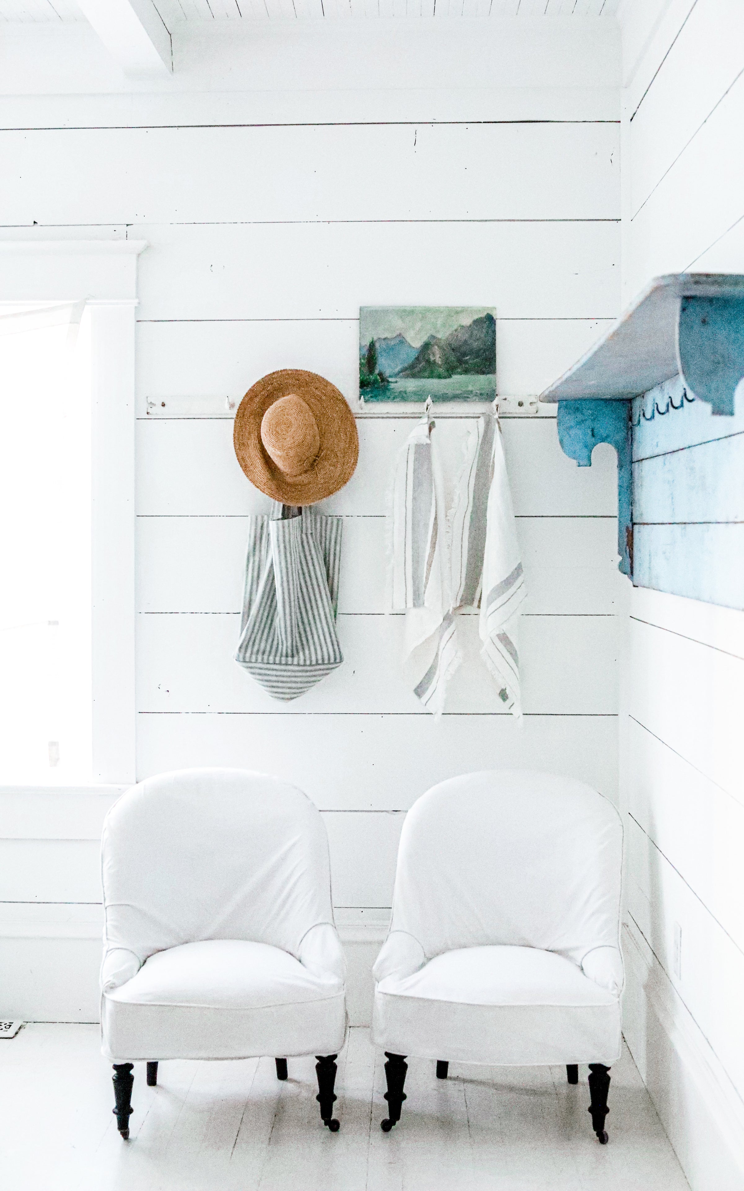 Vintage French Linen Upholstered Chair