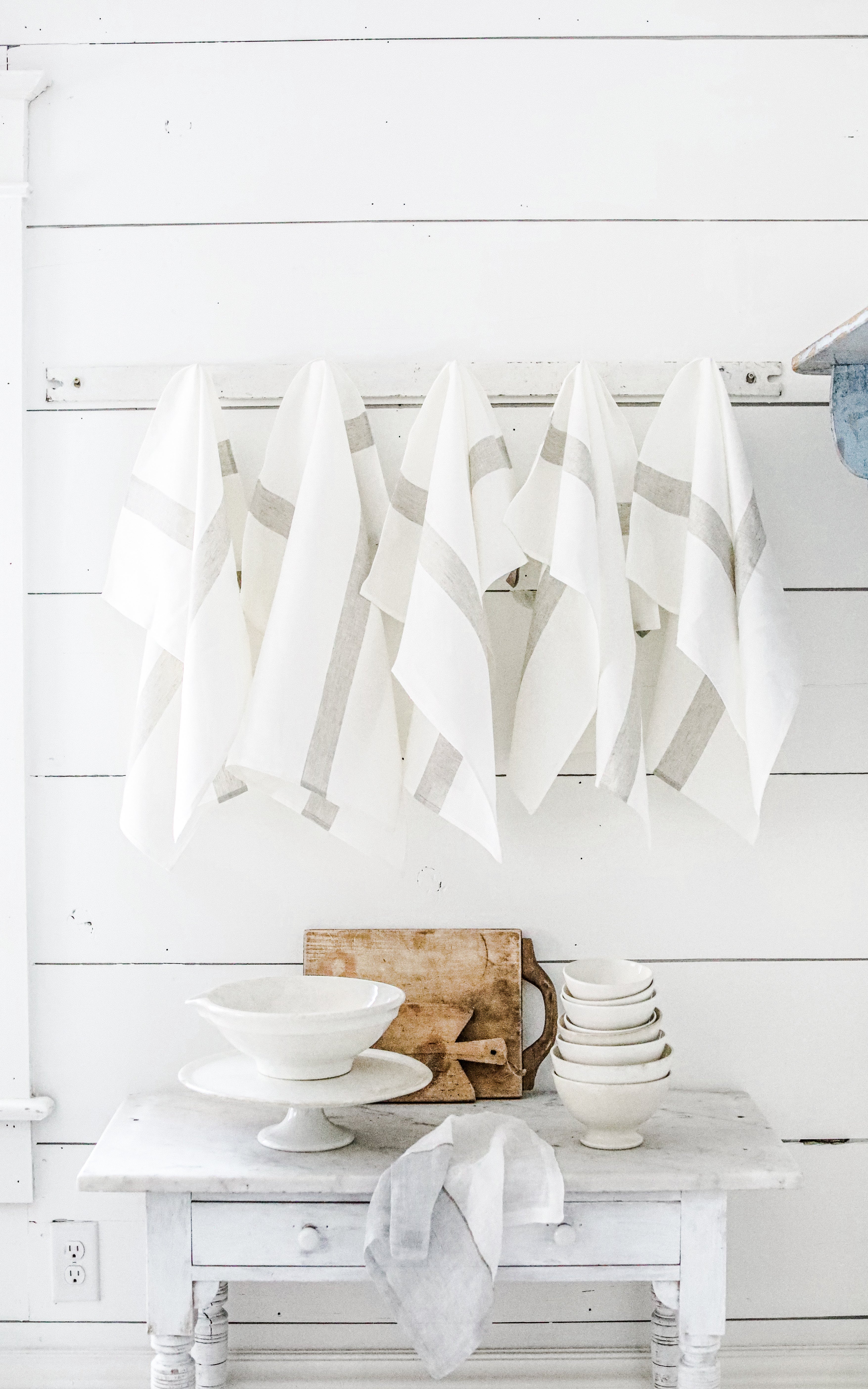 North Portico Tea Towels - Ivory