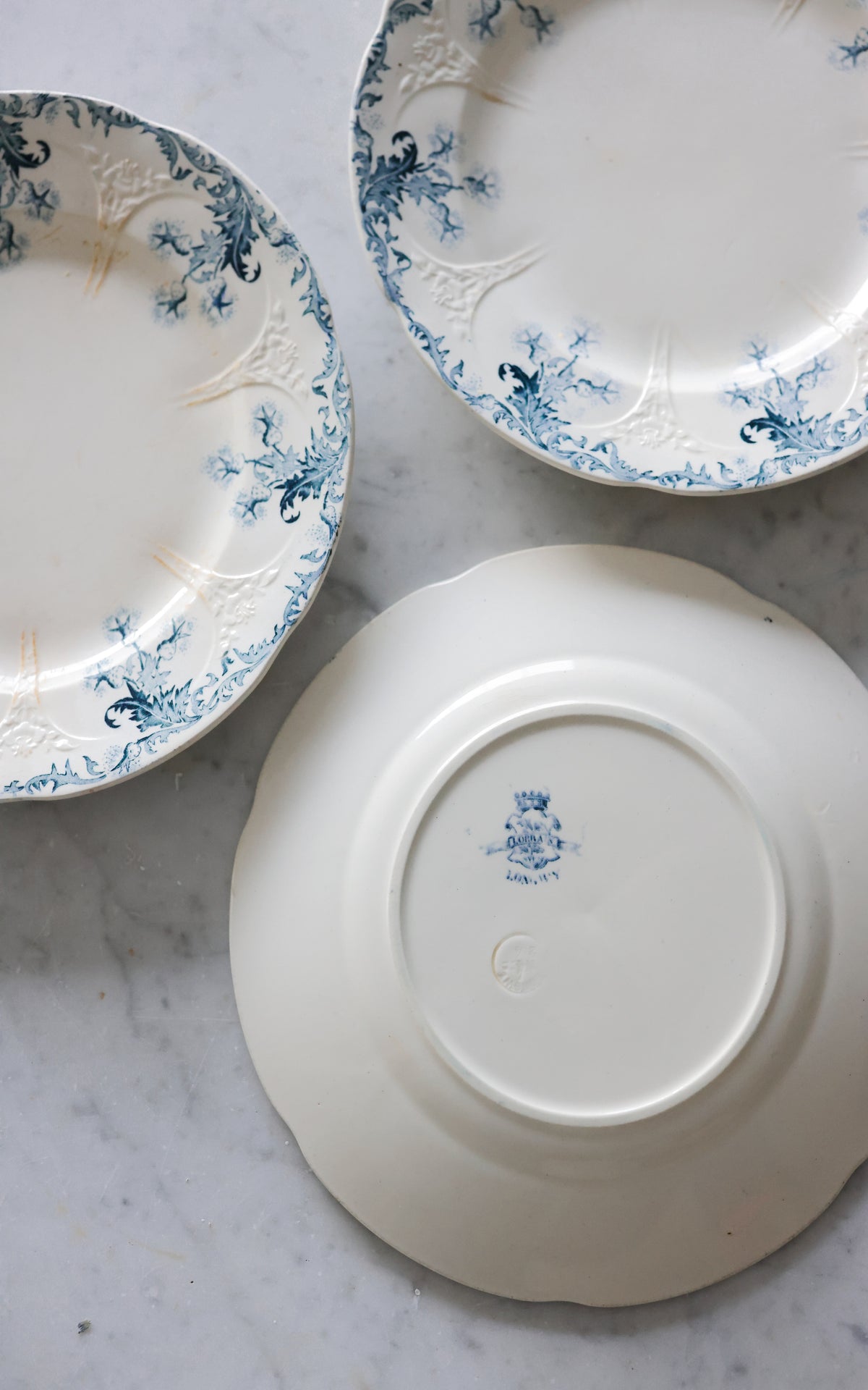 Set of Three Vintage French Transferware Plates
