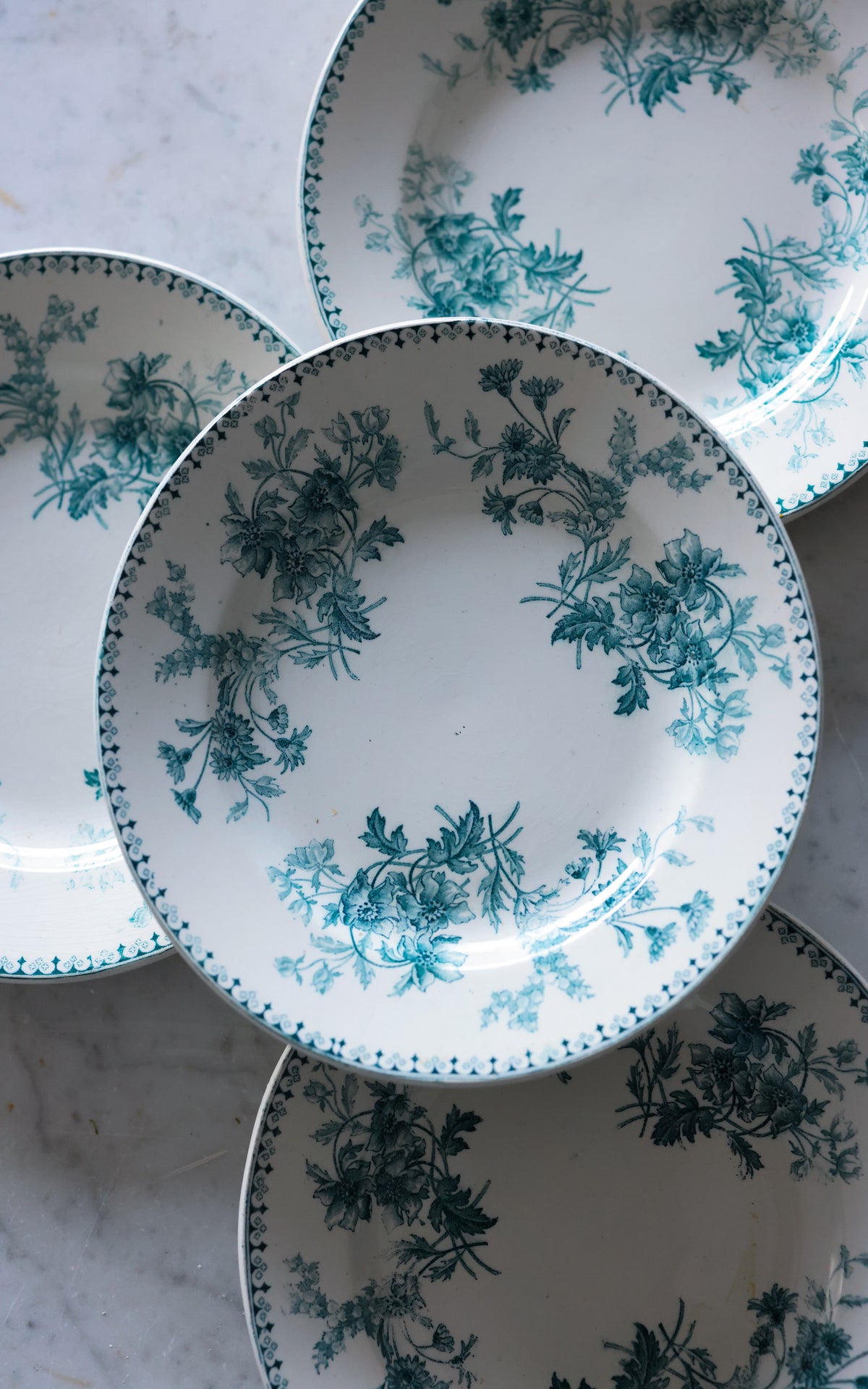 Set of Four Vintage French Transferware Plates