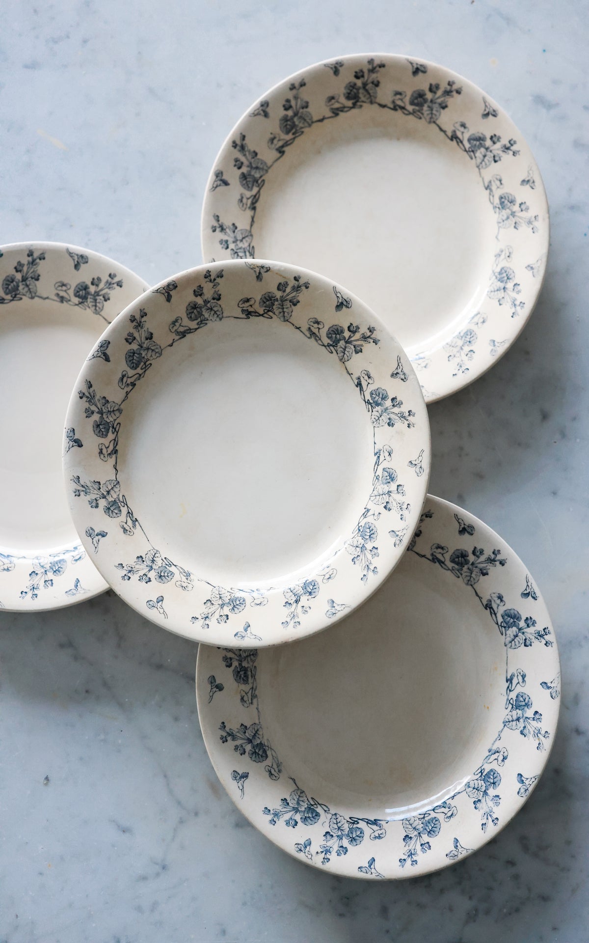 Set of Four Vintage French Transferware Ironstone Plates