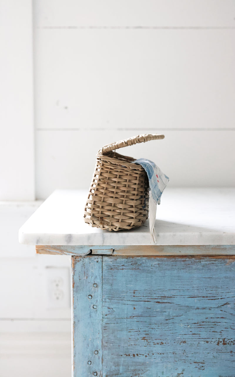 Petite Vintage French Fishing Basket