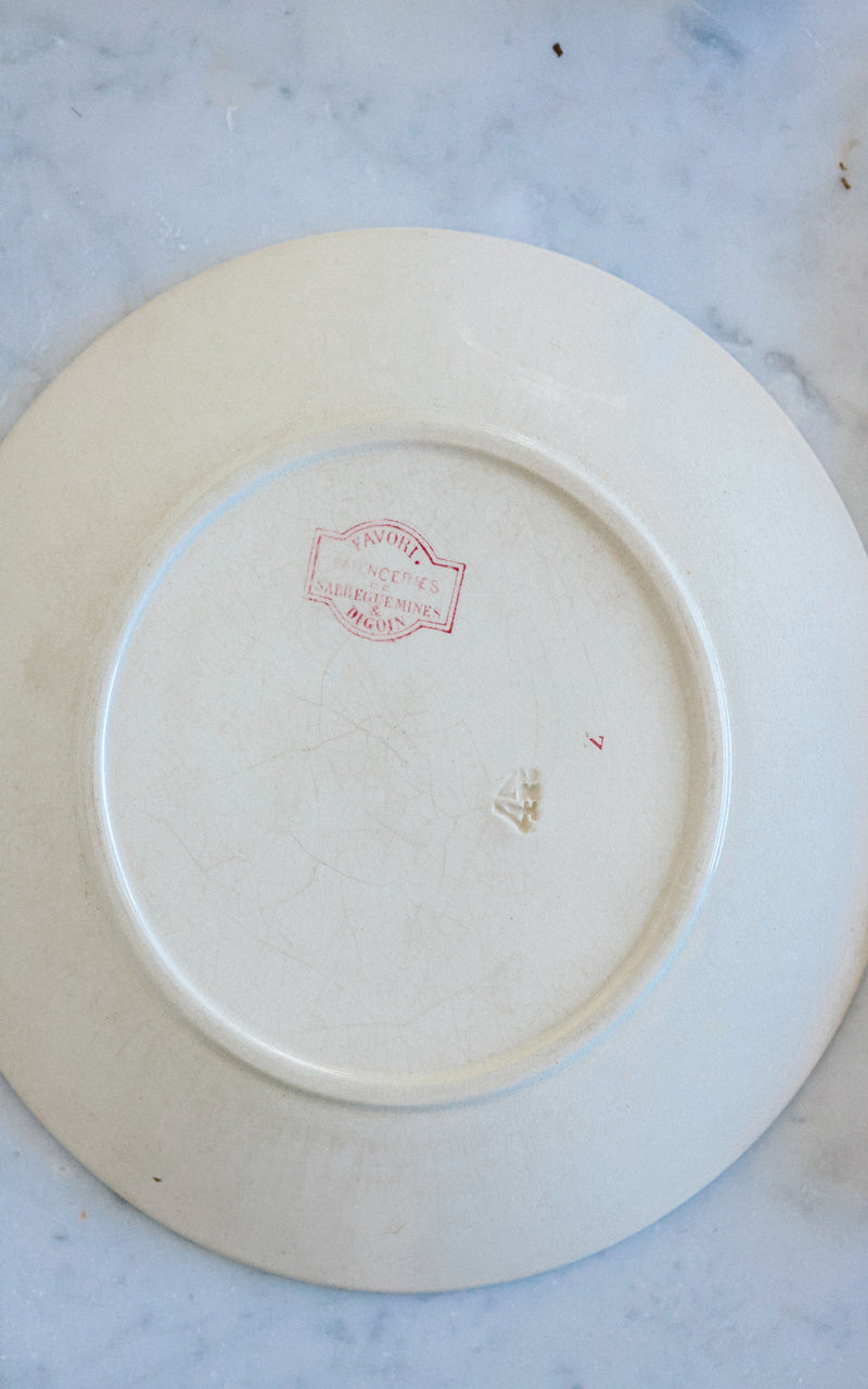 Set of Six Vintage French Stoneware Plates