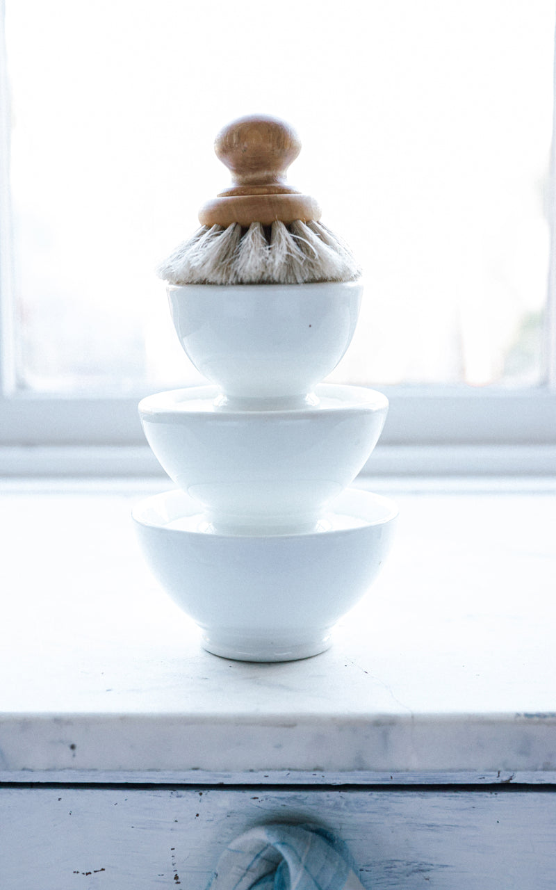 Vintage Stoneware Cafe Bowl Filled with Liz June's Atelier Lavender Dish Soap