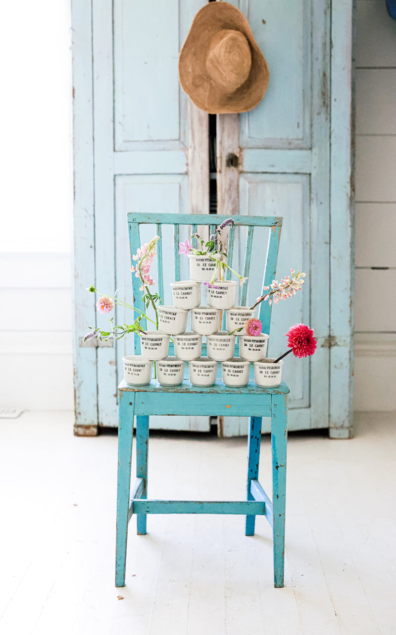 Petite Vintage Stoneware Yogurt Pots