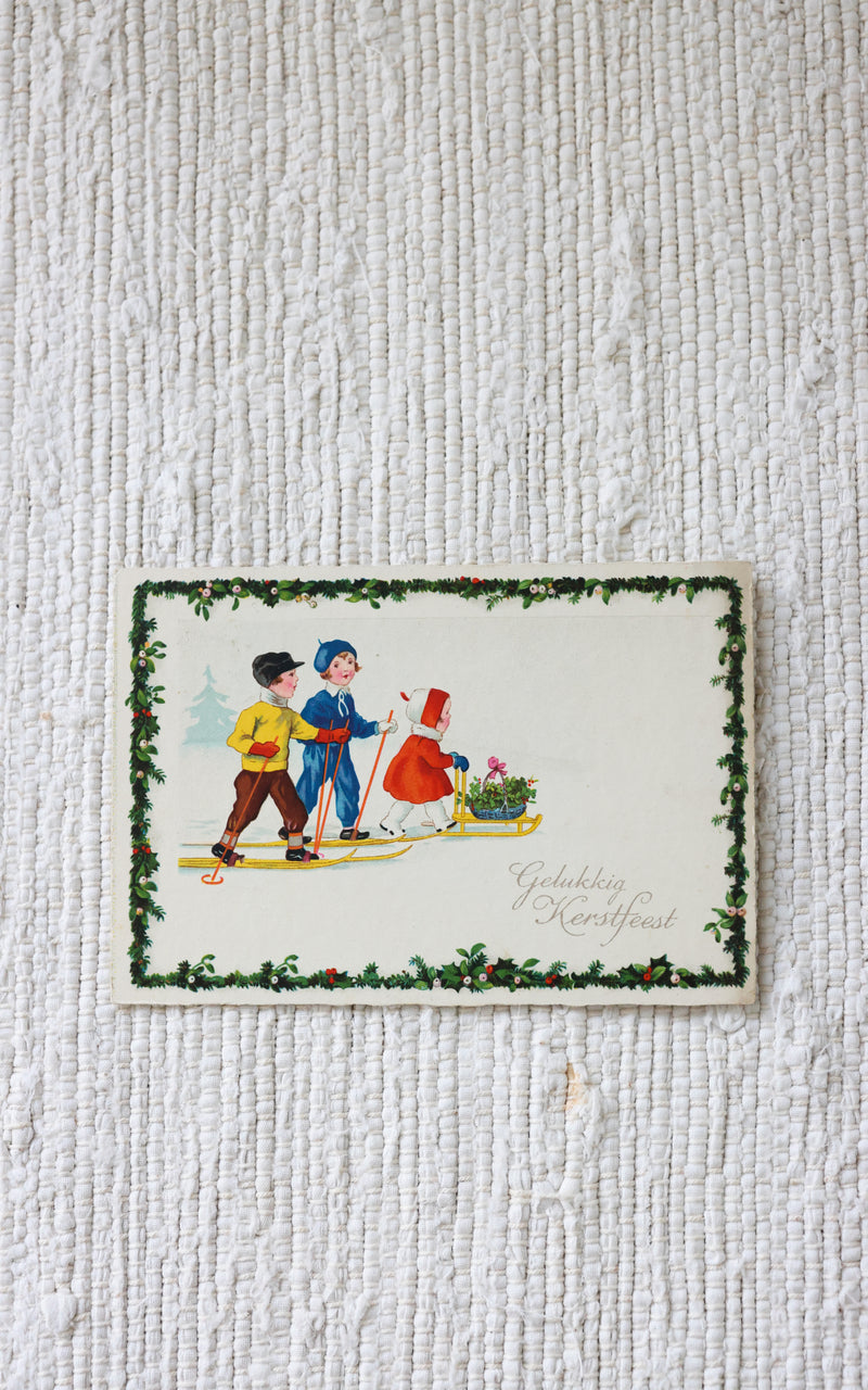 Vintage Dutch Sled & One Vintage Post Card