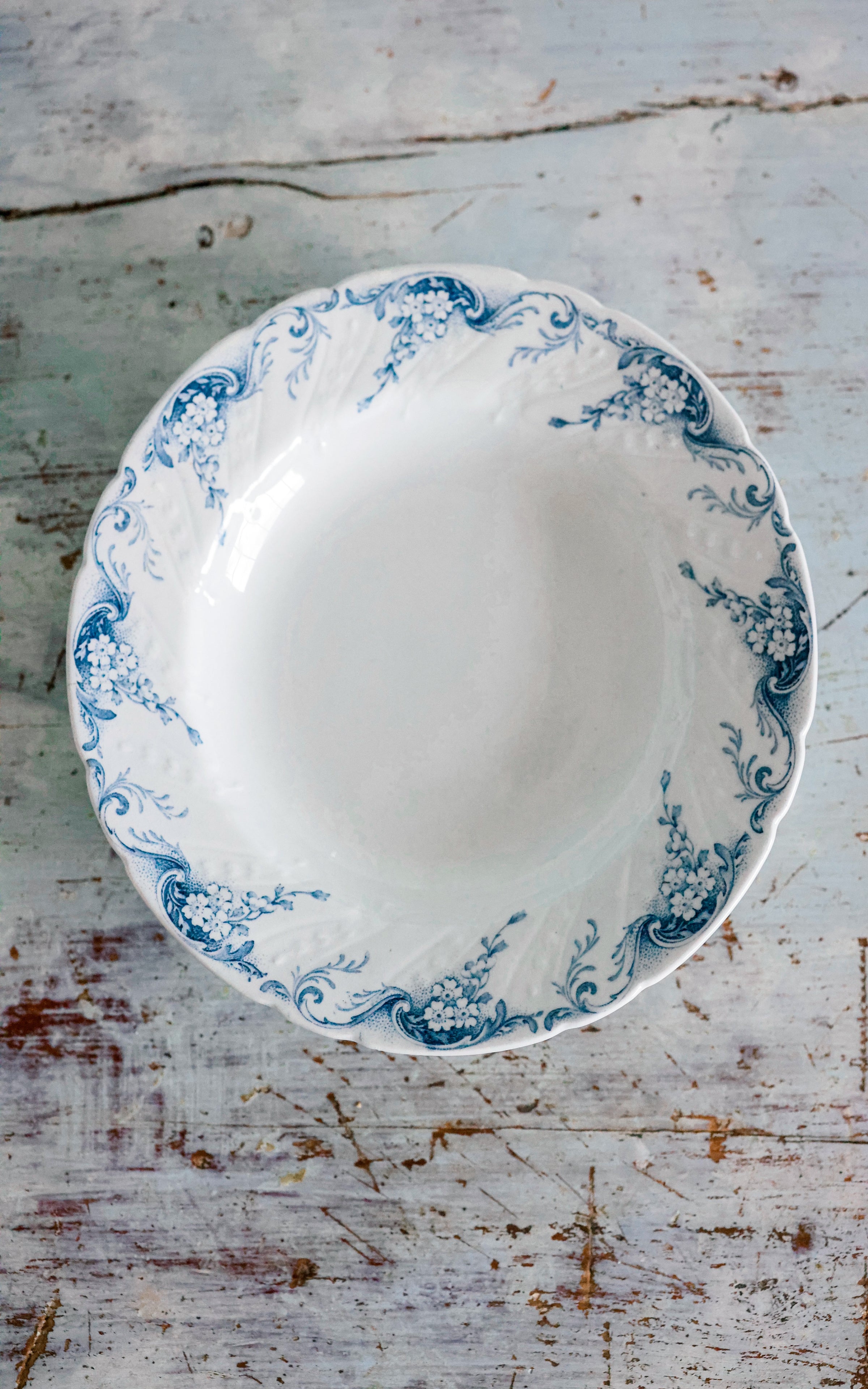 Set of Five Vintage French Ironstone Transferware Plates