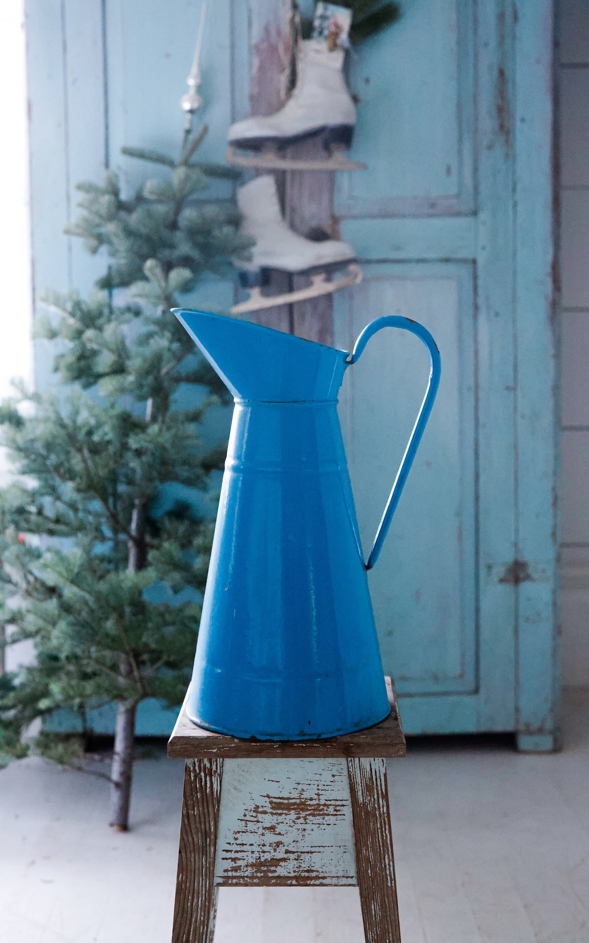 Vintage French Enamelware Pitcher