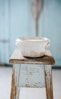 Vintage French Ironstone Crock Lavender Essential Oil Candle