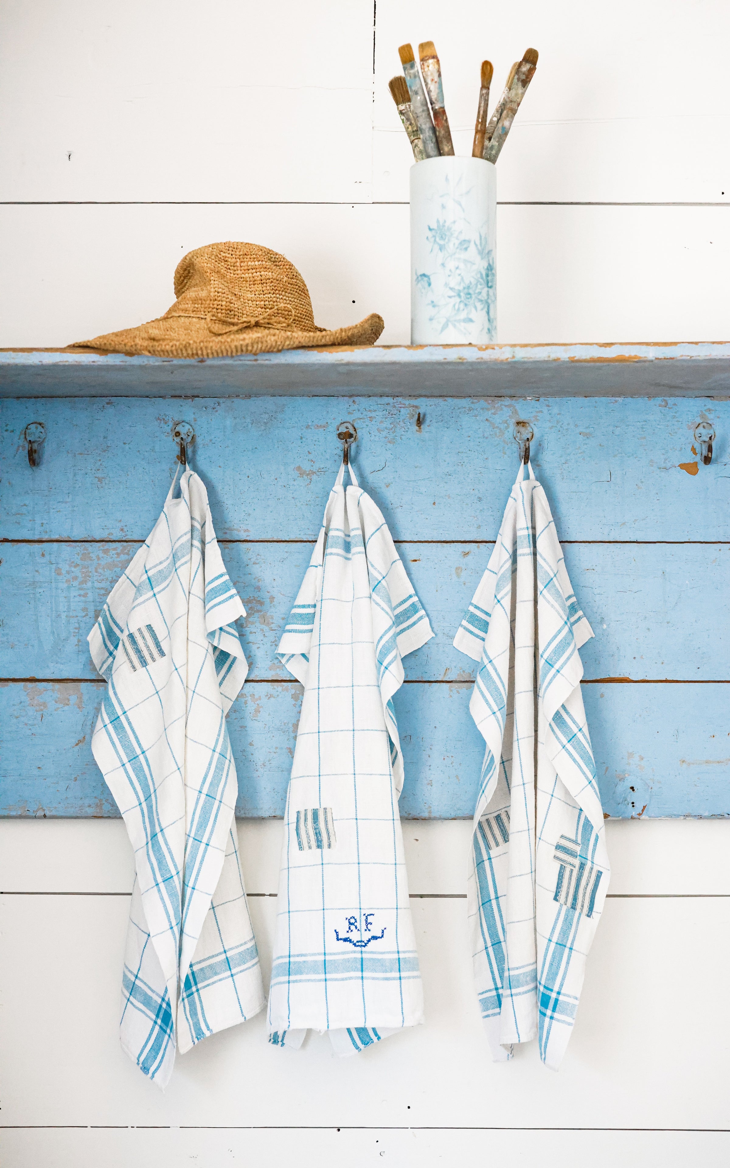 Set of Three Vintage French Linen Towels