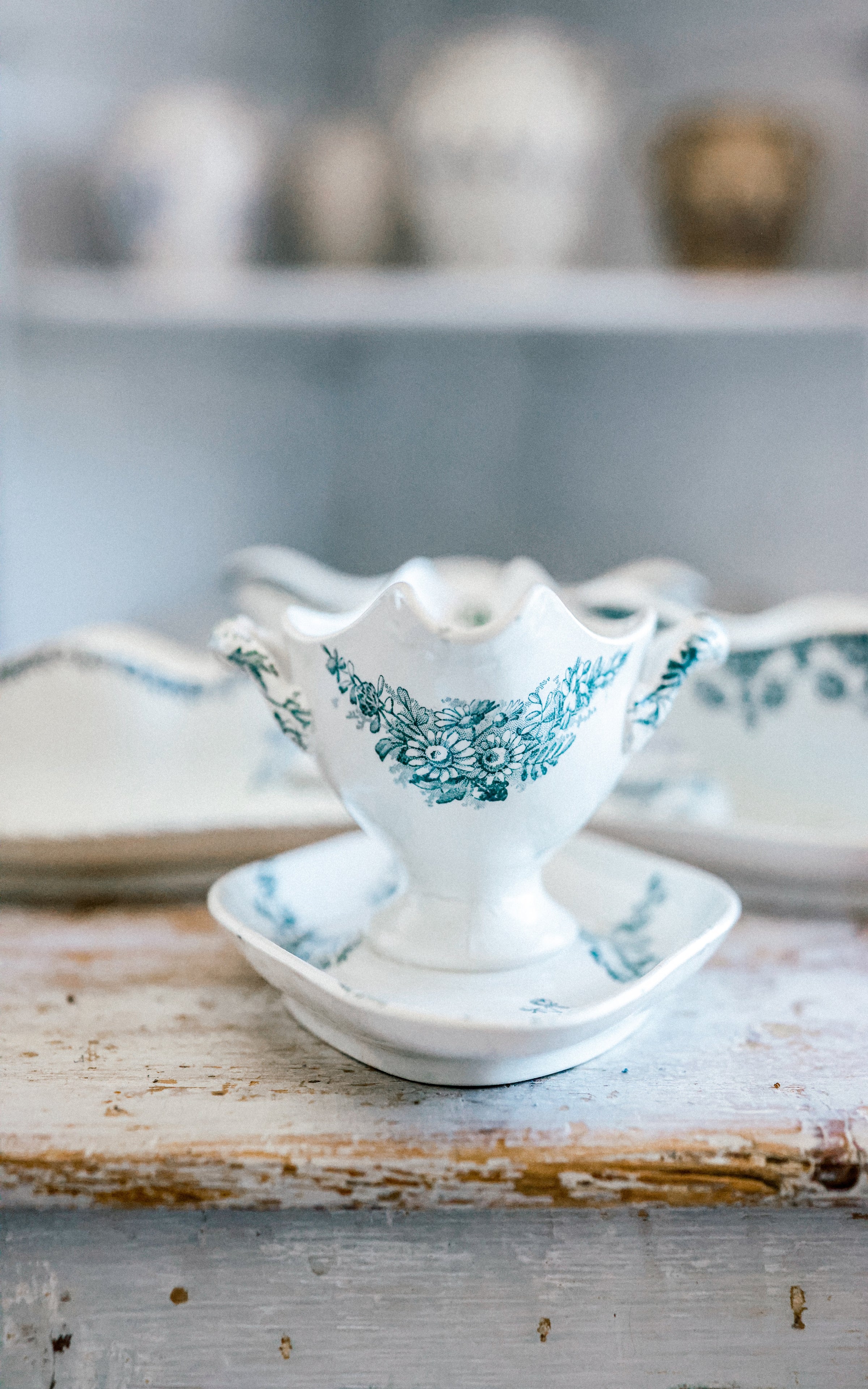 Vintage French Stoneware Sauce Boat