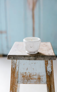 Vintage French Petite Stoneware Liz June's Atelier Lavender Essential Oil Soy Wax  Candle