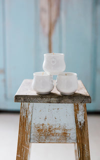 Set of Three Petite Vintage Stoneware Pots Liz June's Atelier Lavender Essential Oil Candles
