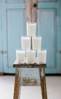 Set of Six Vintage French Petite Glasses Liz June's Lavender Essential Oil Candles
