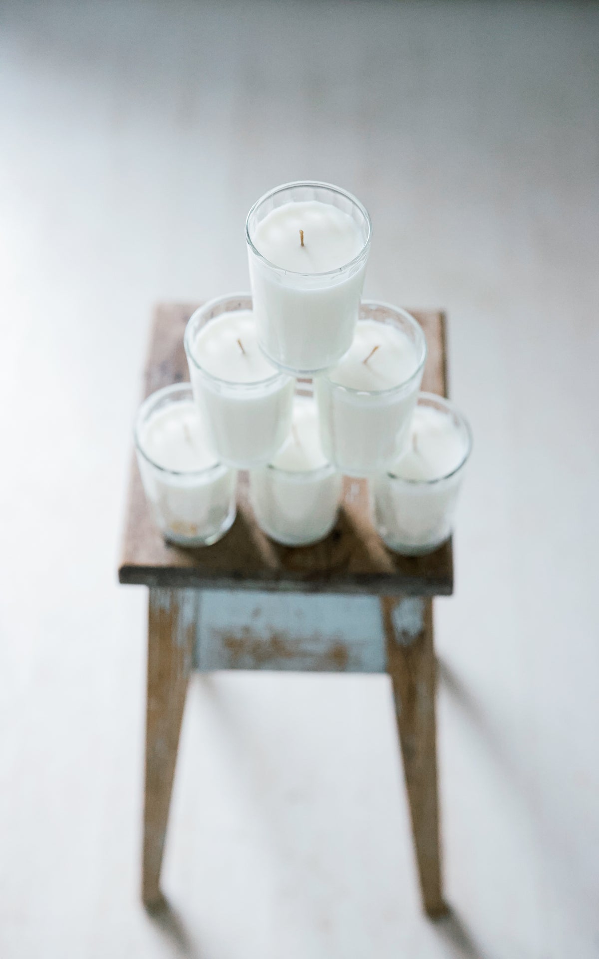 Set of Six Vintage French Petite Glasses Liz June's Lavender Essential Oil Candles