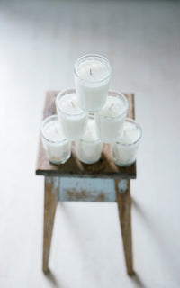 Set of Six Vintage French Petite Glasses Liz June's Lavender Essential Oil Candles