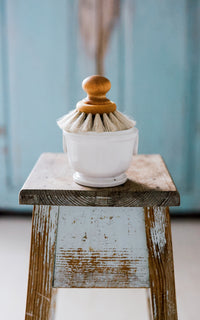 Vintage French Stoneware Filled With Liz June's Atelier Lavender Essential Oil Dish Soap