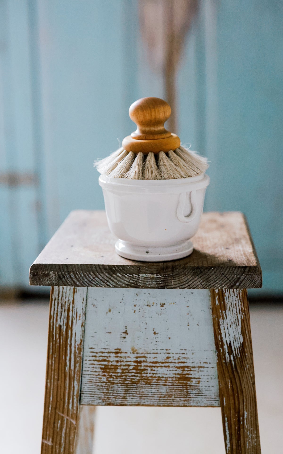 Vintage French Stoneware Filled With Liz June's Atelier Lavender Essential Oil Dish Soap