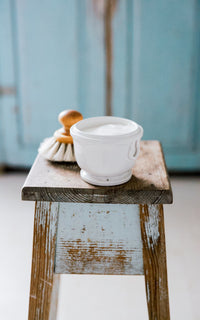 Vintage French Stoneware Filled With Liz June's Atelier Lavender Essential Oil Dish Soap
