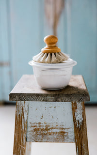 Vintage French Stoneware Dish Filled With Liz June's Atelier Lavender Dish Soap
