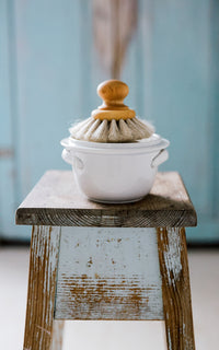 Vintage French Stoneware Dish Filled With Liz June's Atelier Lavender Dish Soap