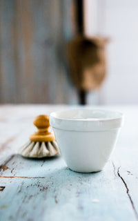One Vintage English Pudding Bowl Filled With Liz June's Atelier Lavender Dish Soap