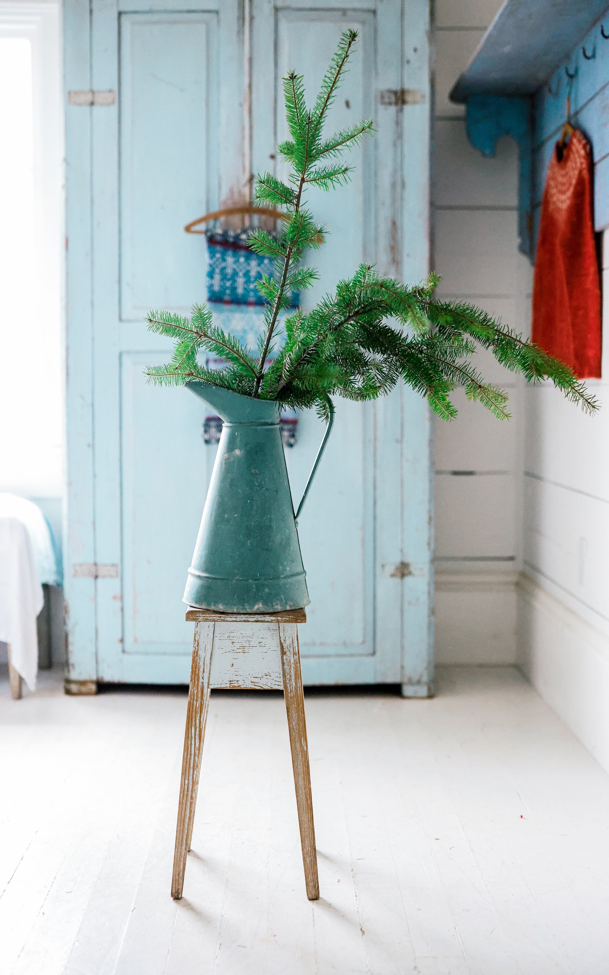 Vintage French Painted Zinc Pitcher