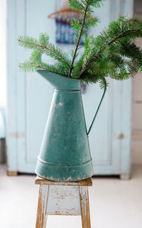 Vintage French Painted Zinc Pitcher