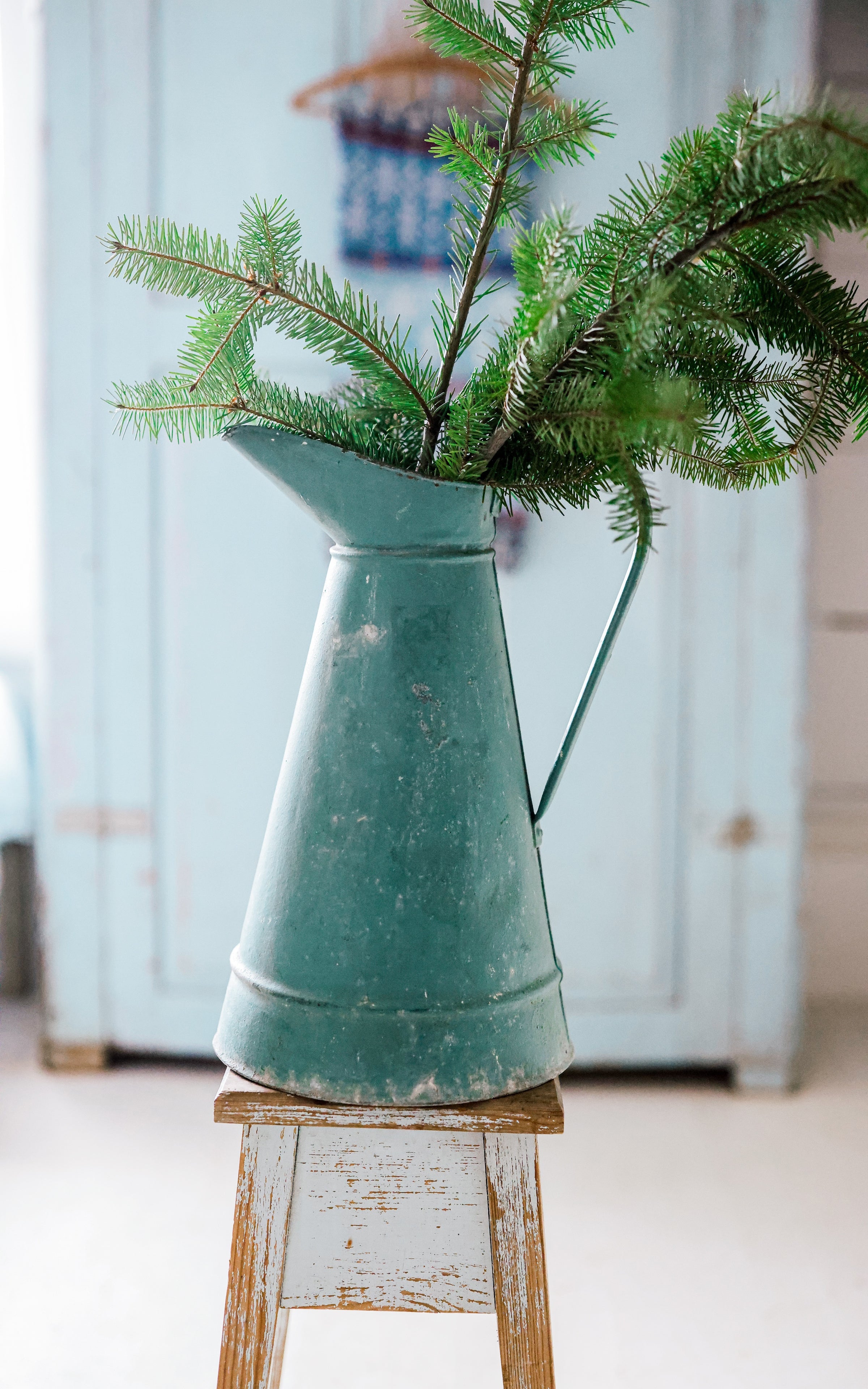 Vintage French Painted Zinc Pitcher