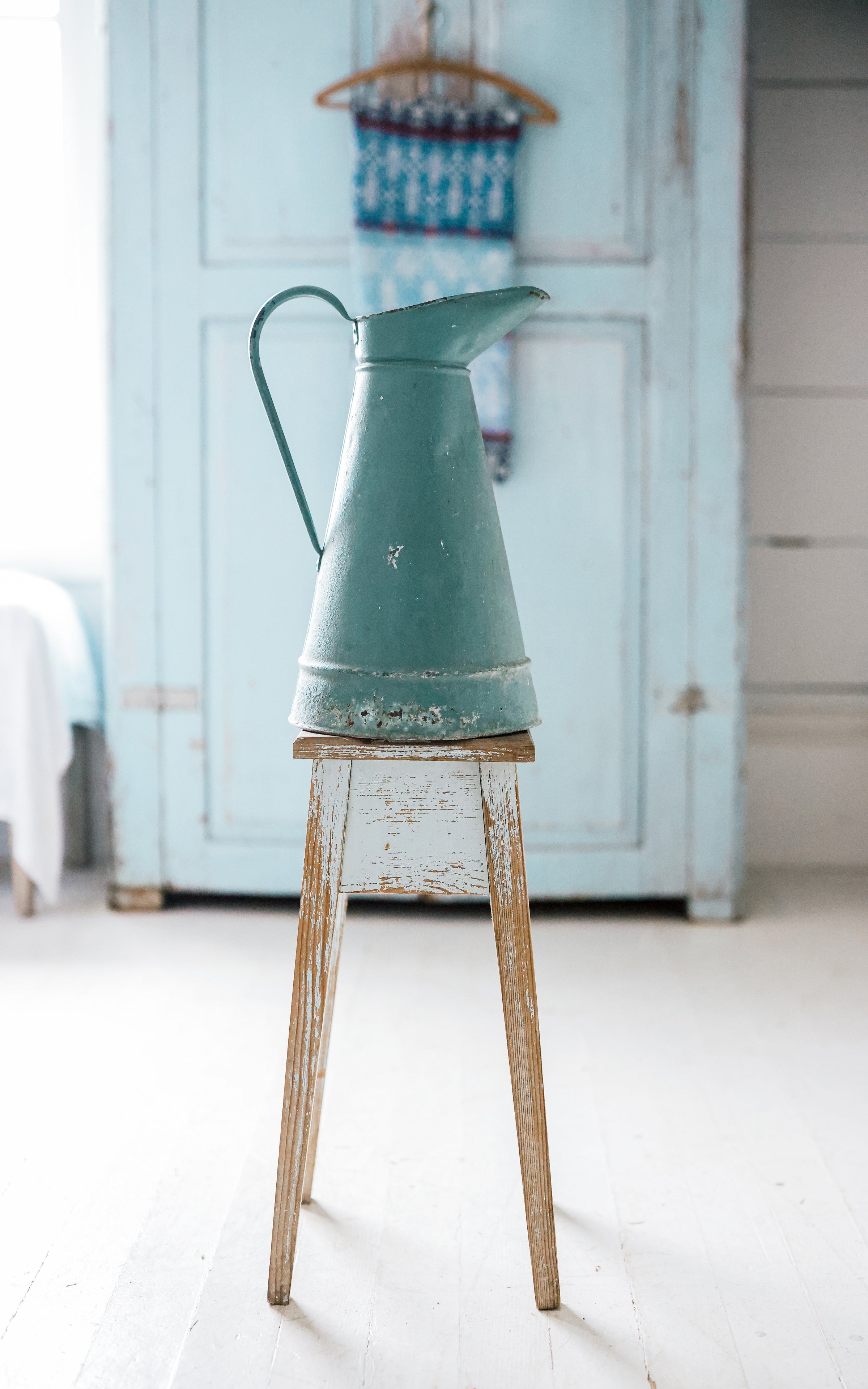 Vintage French Painted Zinc Pitcher