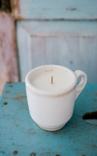 Set of Five Vintage French Stoneware Liz June's Atelier Lavender Essential Oil Candles