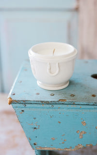 Vintage French Petite Stoneware Liz June's Atelier Lavender Essential Oil Soy Wax  Candle