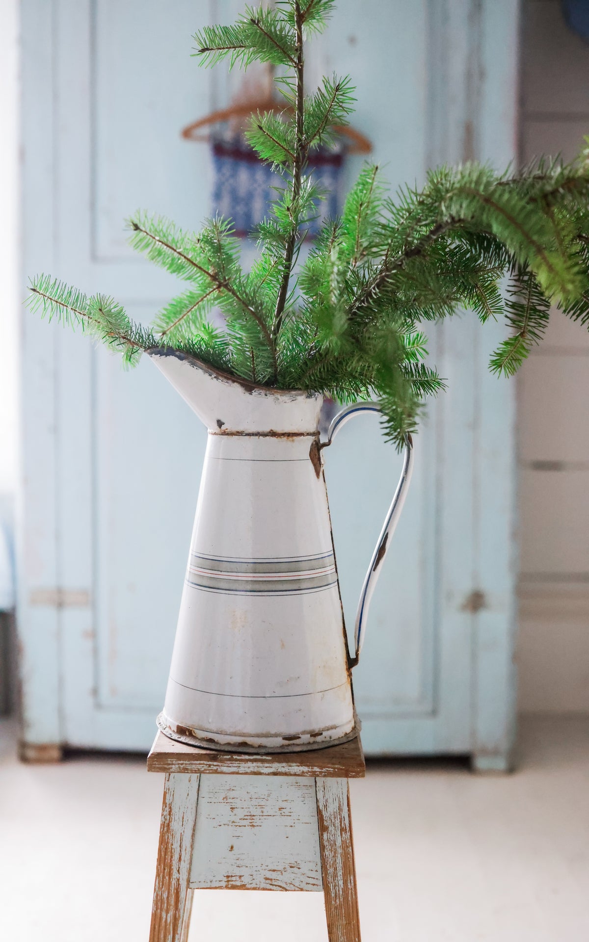 Vintage French Enamelware Pitcher