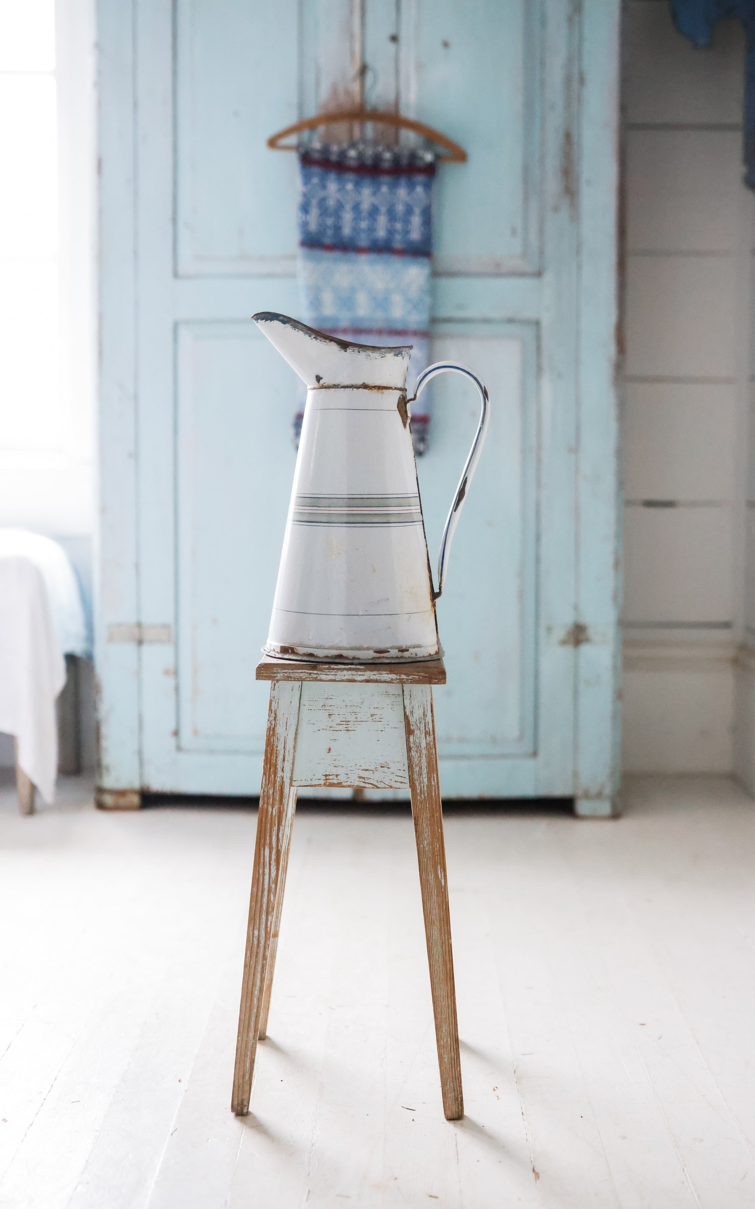 Vintage French Enamelware Pitcher