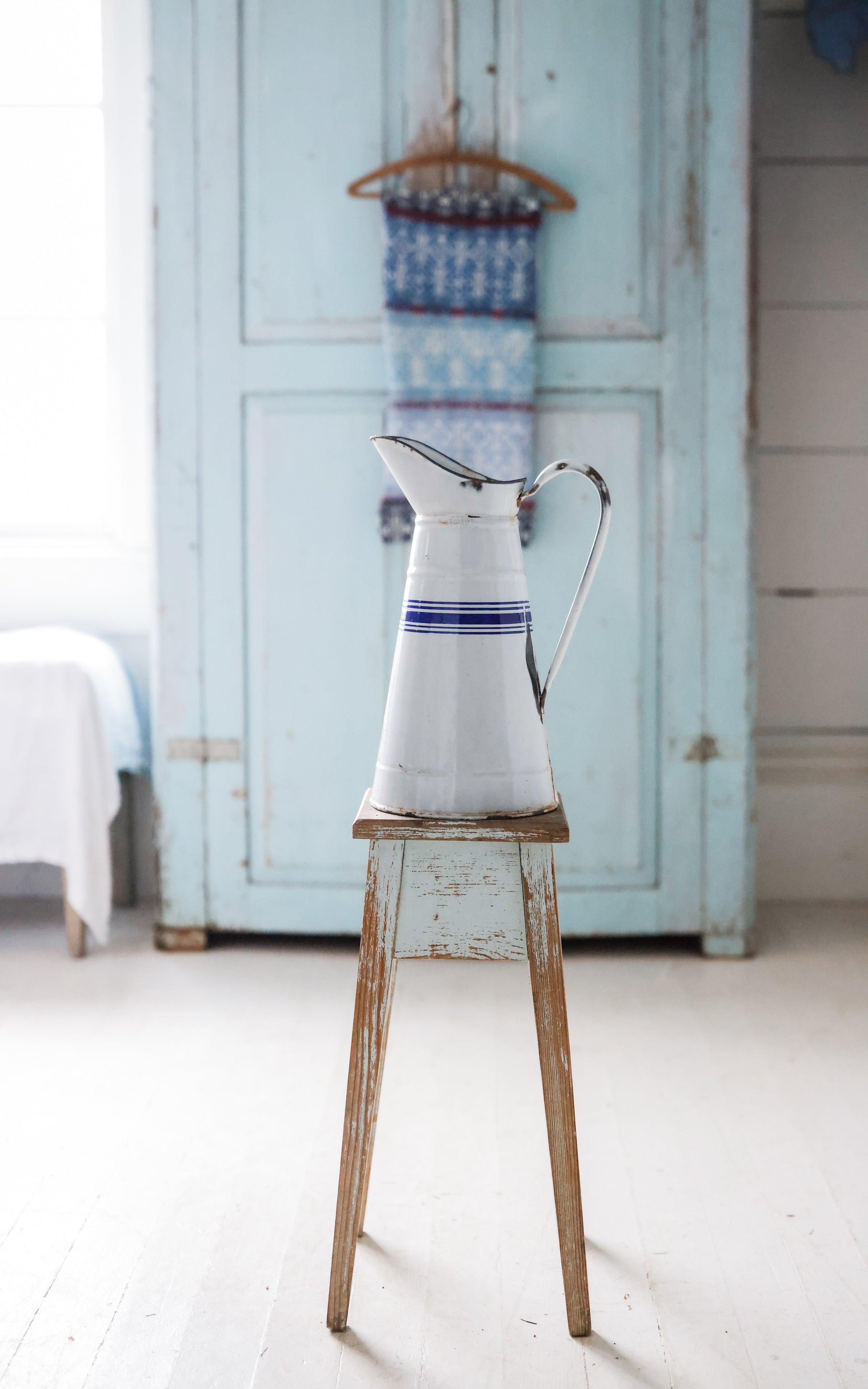 Vintage French Enamelware Pitcher