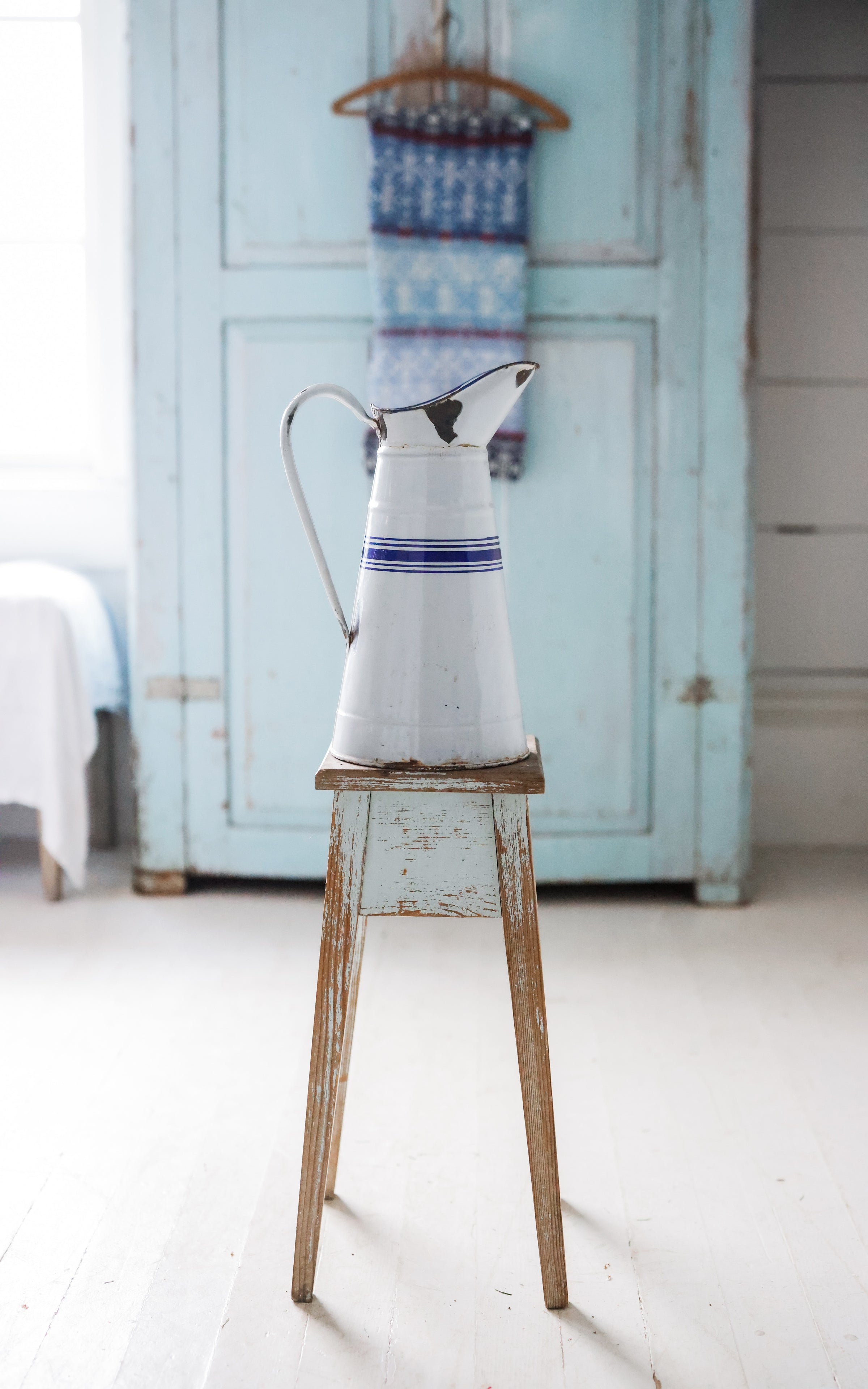 Vintage French Enamelware Pitcher