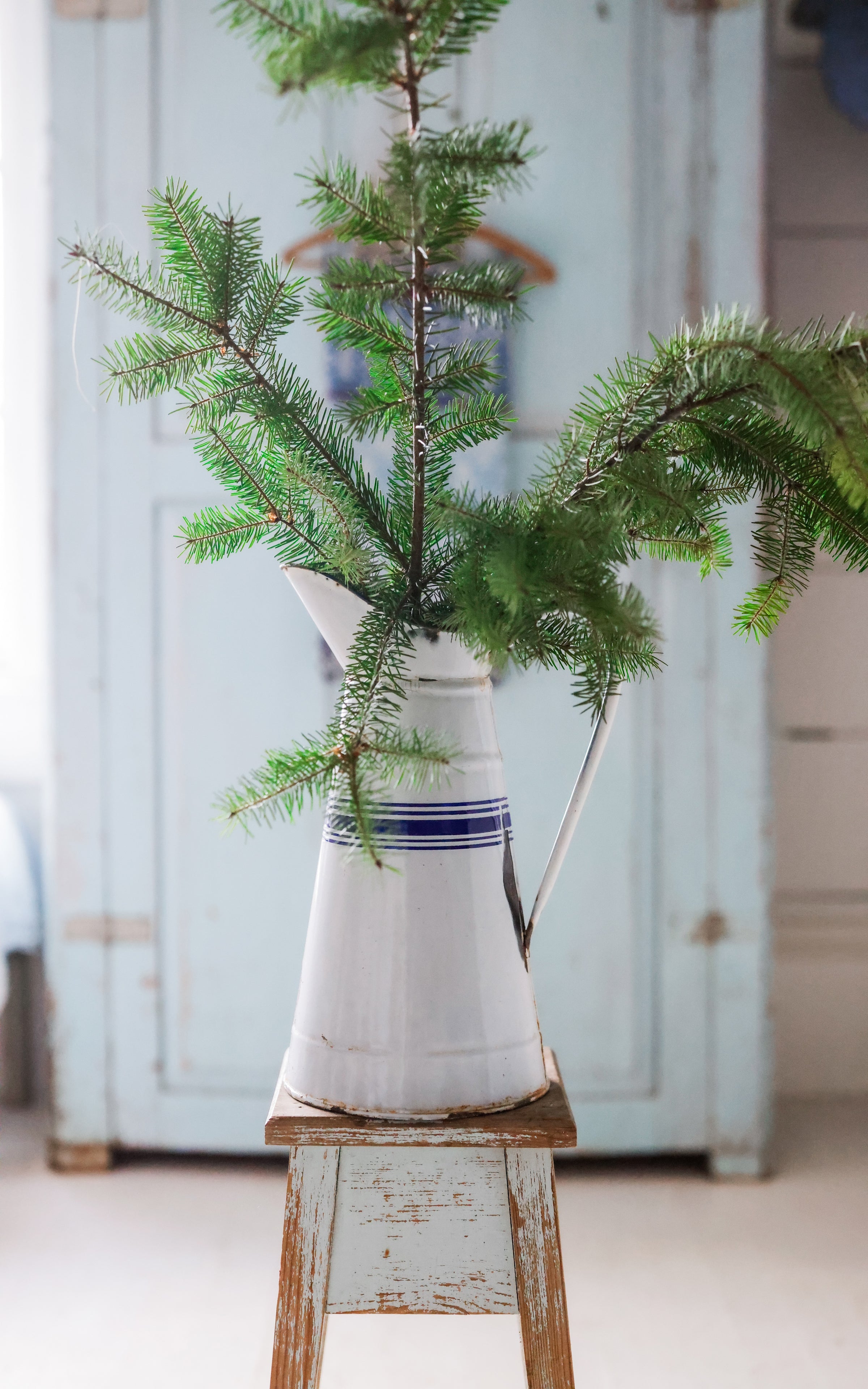 Vintage French Enamelware Pitcher