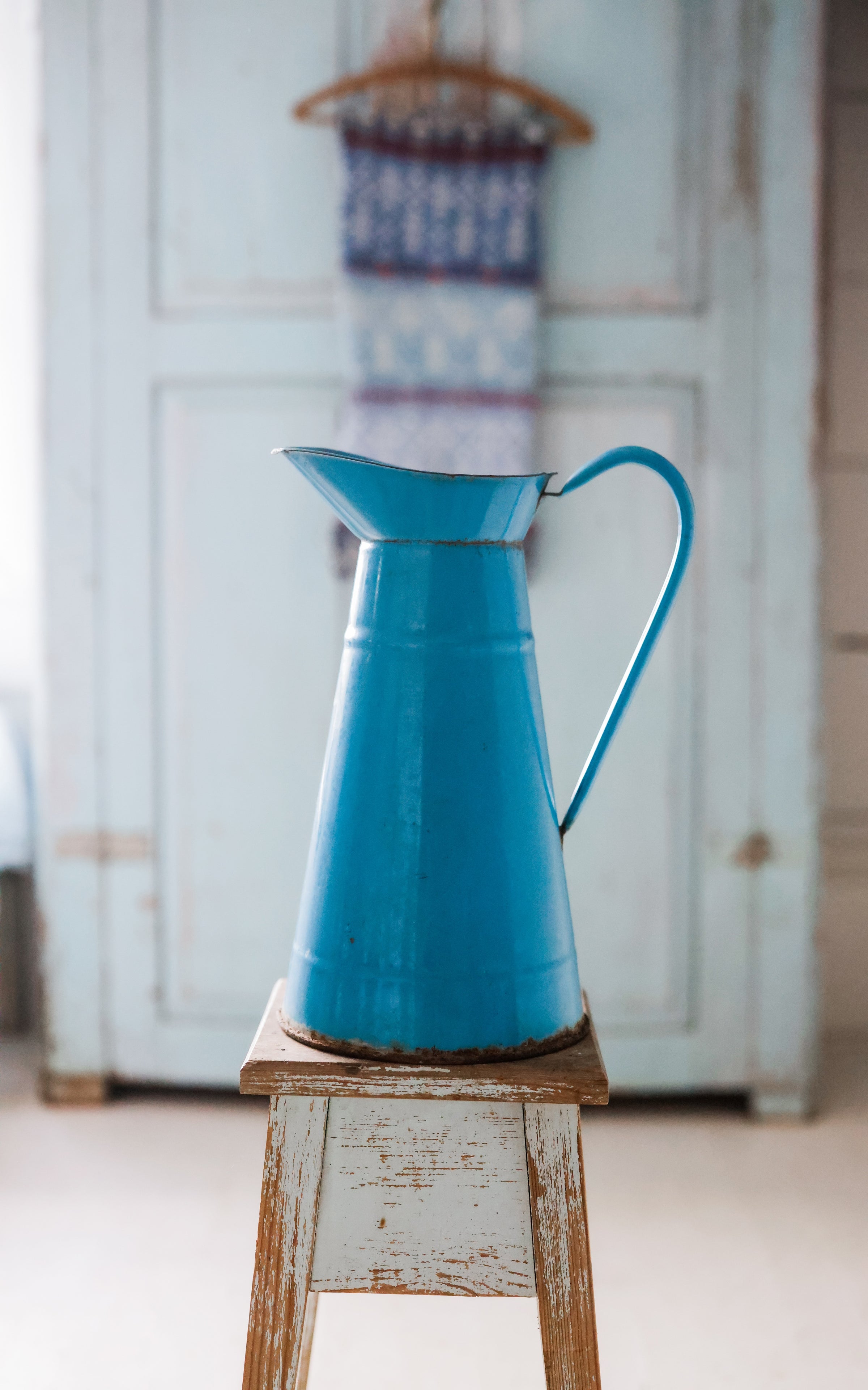 Vintage French Enamelware Pitcher