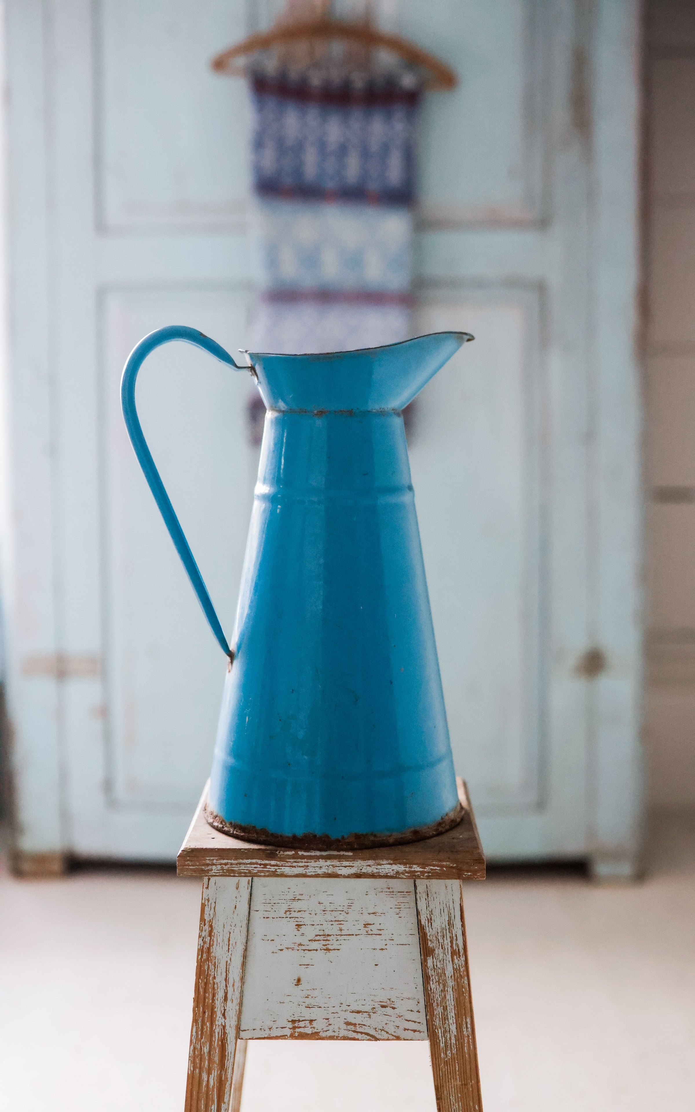 Vintage French Enamelware Pitcher