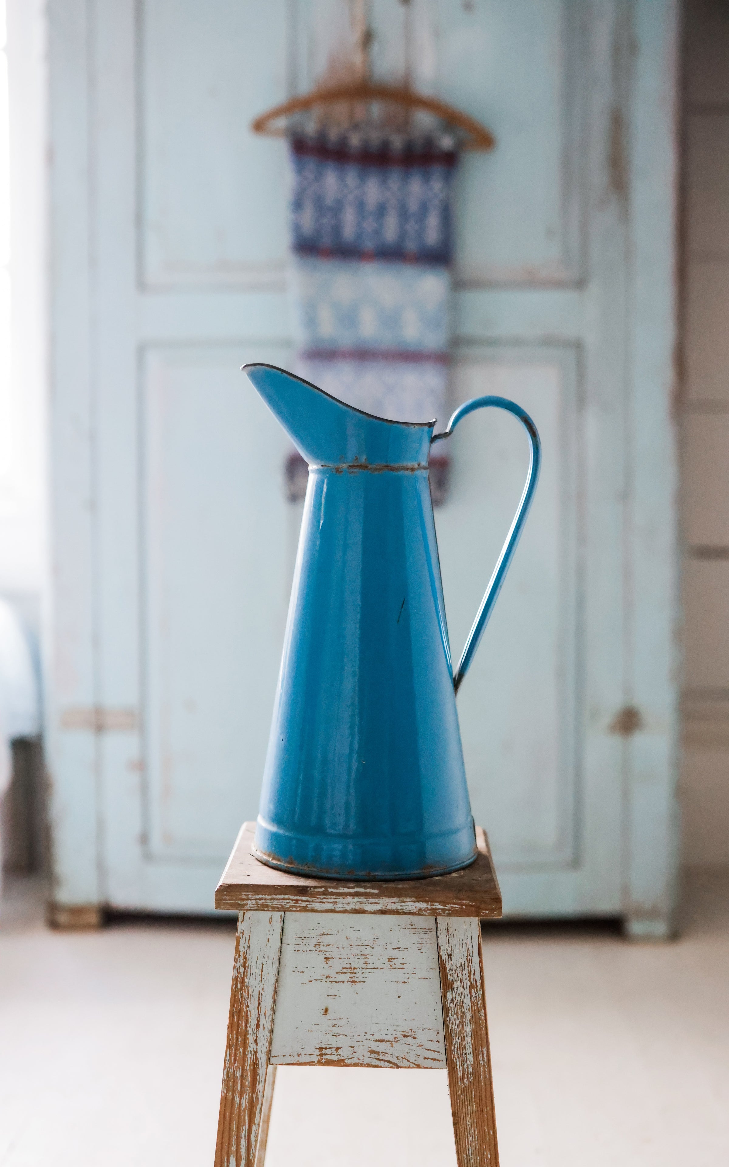 Vintage French Enamelware Pitcher