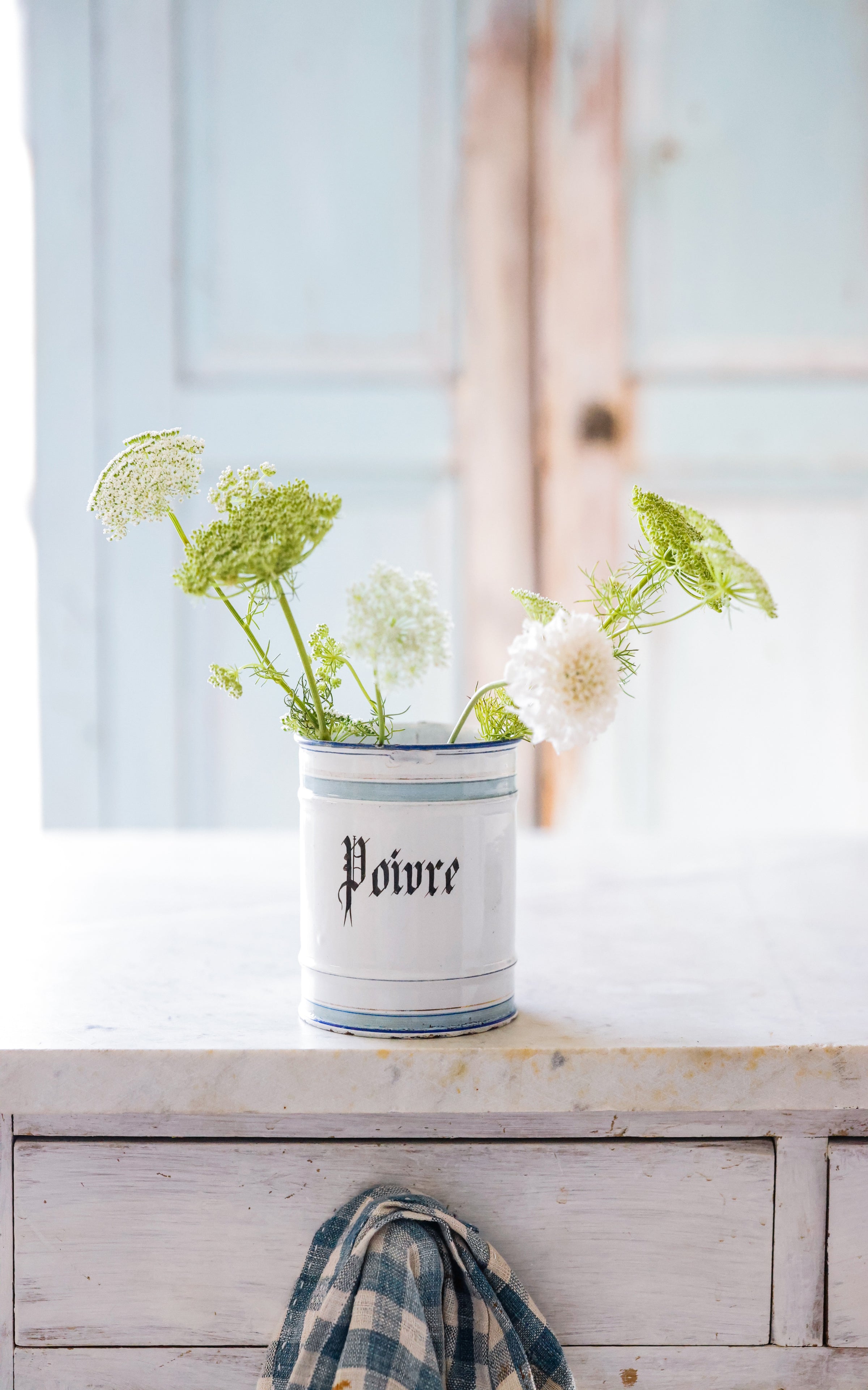 Vintage French Enamelware Canister