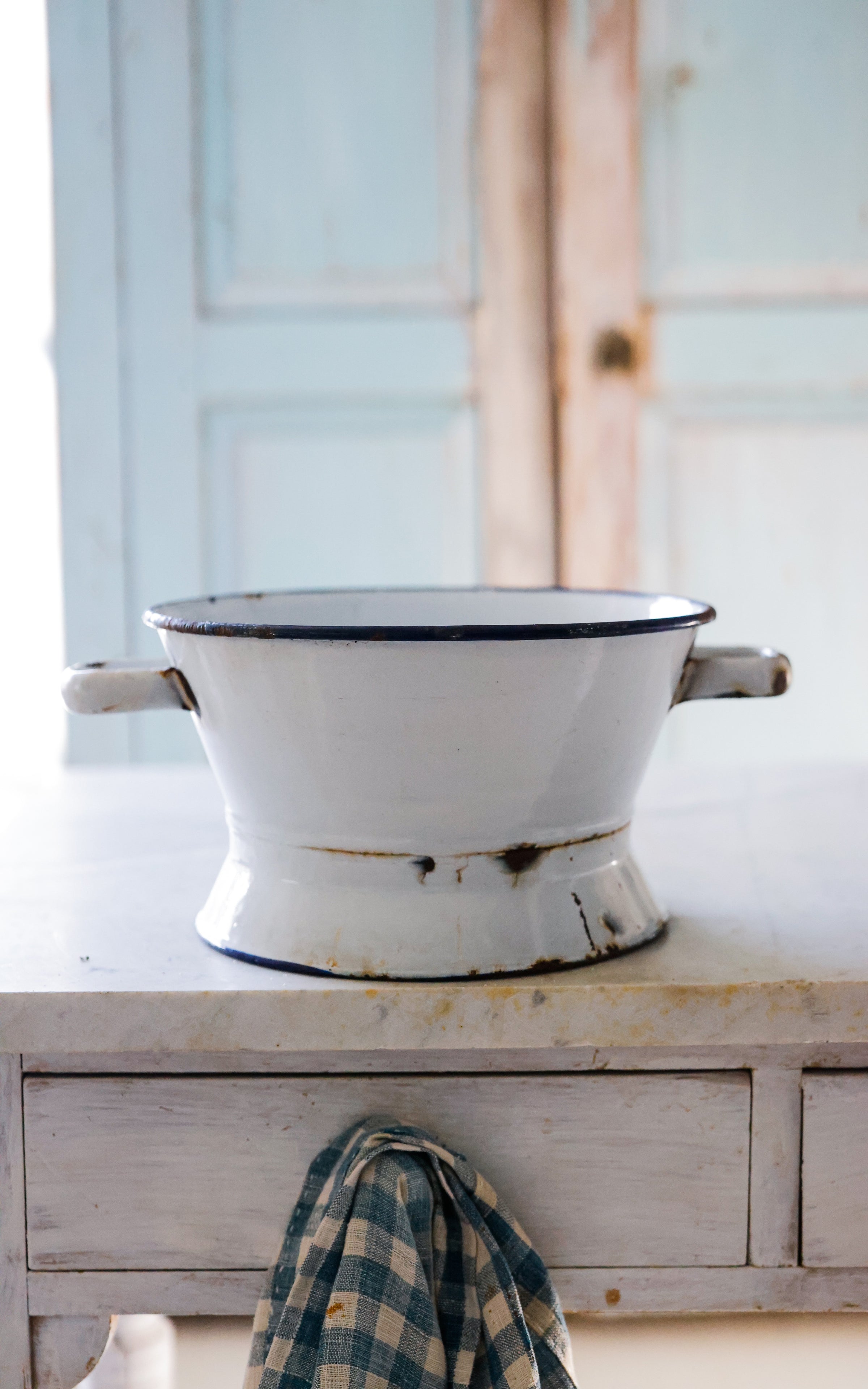 Vintage French Enamelware Colander