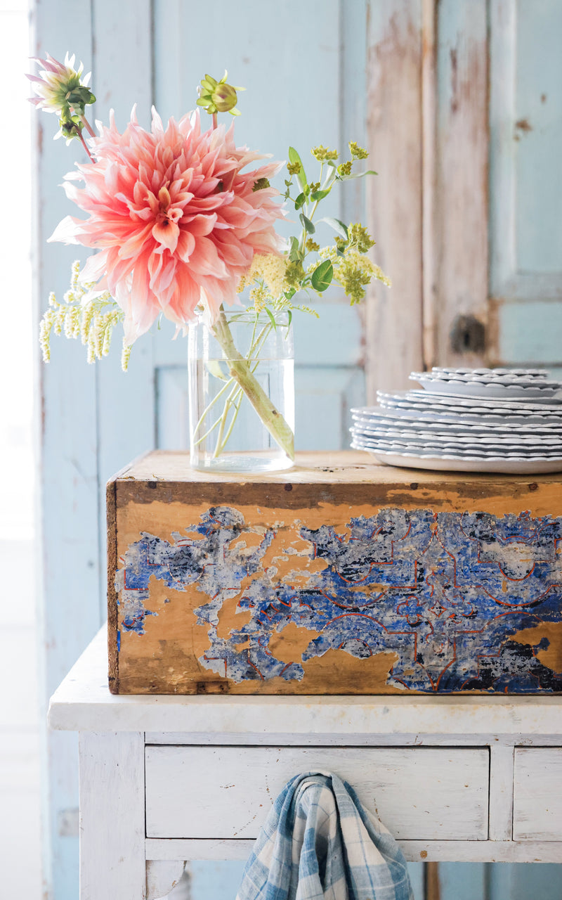 Vintage French Wallpapered Chest