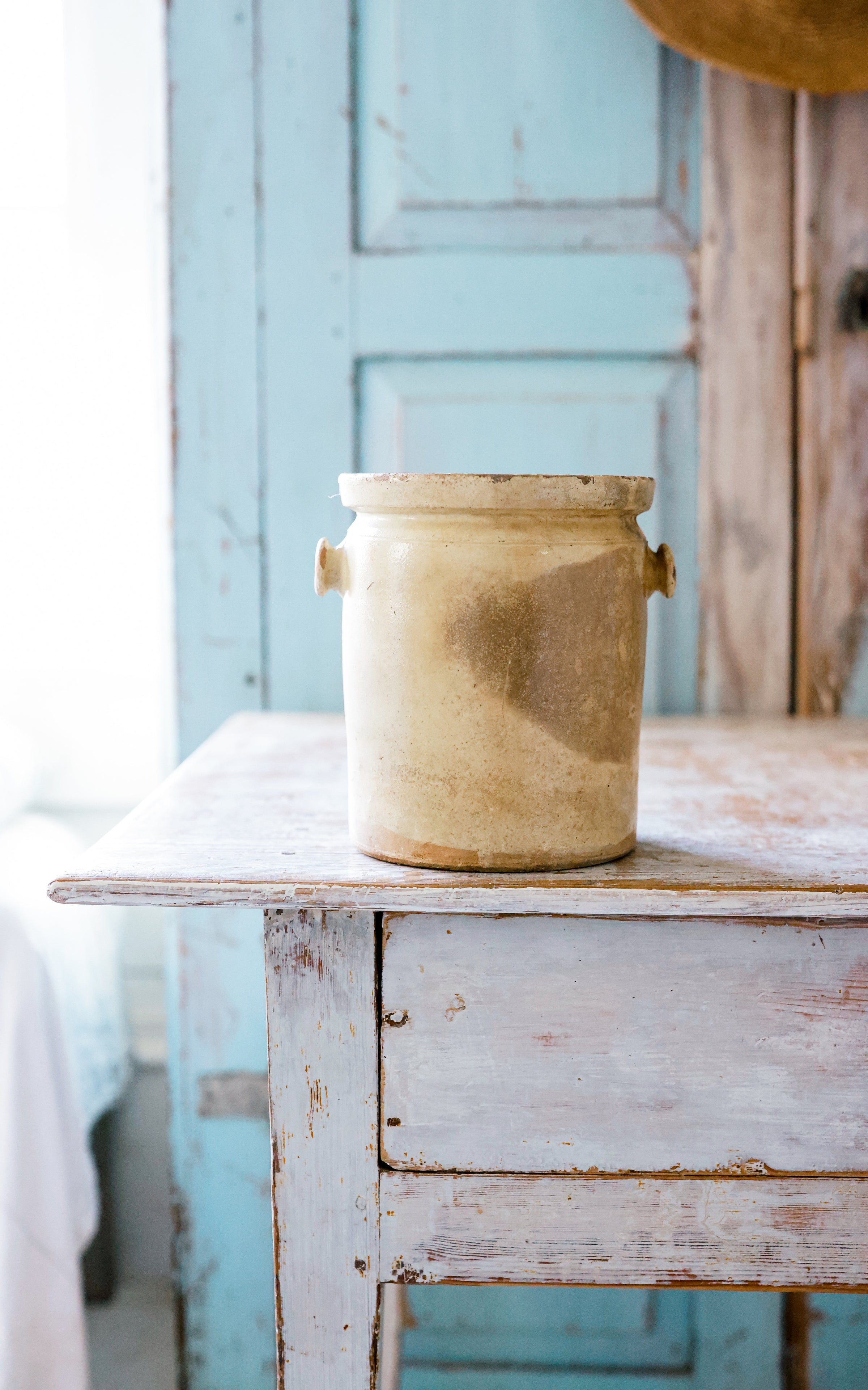 Large Vintage French Stoneware Crock Liz June's Atelier Lavender Essential Oil Candle